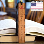 Love Rhyme A Hundred Hearts Handmade Engraved with added Color Wooden Bookmark - Made in the USA