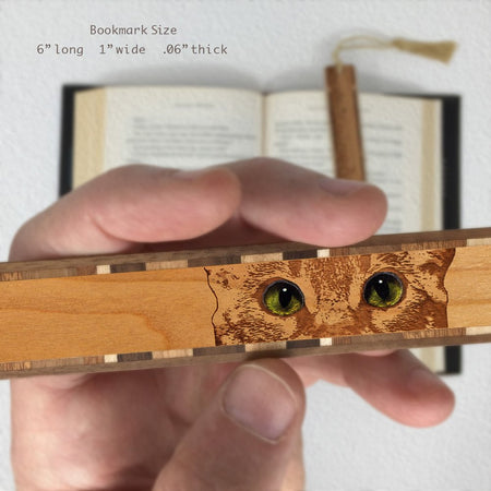 Cat Eyes Engraved with added Color Handmade Wooden Bookmark - Made in the USA