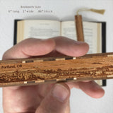 Portland Oregon Downtown Skyline Handmade Engraved Wooden Bookmark - Made in the USA