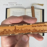 New York City Downtown Skyline Handmade Engraved Wooden Bookmark - Made in the USA