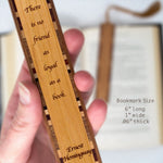 Ernest Hemingway Friend Book Quote Handmade Engraved Wooden Bookmark  - Made in the USA