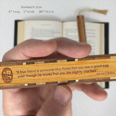 Friendship Whimsical Quote Handmade Engraved Wooden Bookmark - Made in the USA