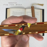 Ruby-throated Hummingbird (Double Sided on Walnut ) Handmade Wooden Bookmark - Made in the the USA