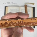 Houston Texas Skyline Handmade Engraved Wooden Bookmark - Made in the USA