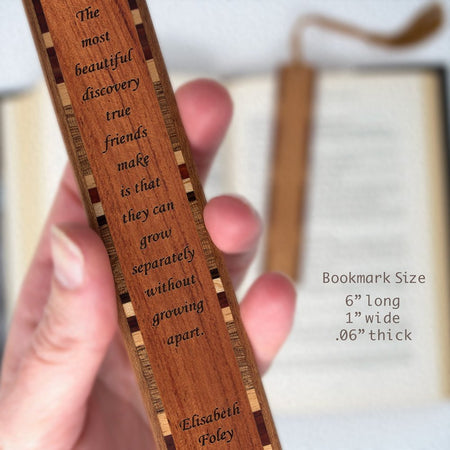Elisabeth Foley Friendship Quote Handmade Engraved Wooden Bookmark - Made in the USA