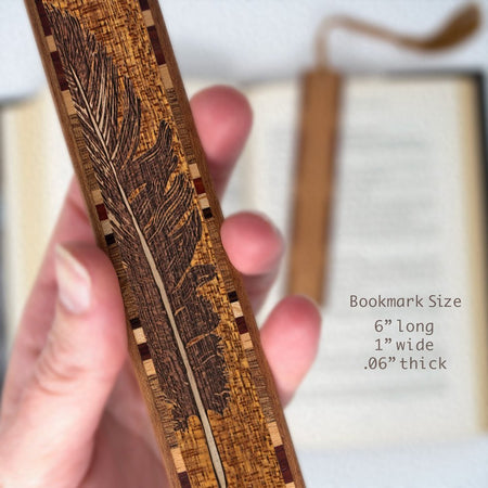 Feather Handmade Engraved Wooden Bookmark - Made in the USA