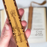 Mandolin Musical Instrument Handmade Engraved Wooden Bookmark - Made in the USA