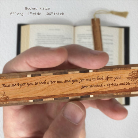 John Steinbeck Mice and Men Quote Handmade Engraved Wooden Bookmark - Made in the USA