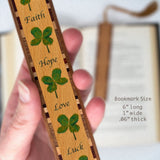 Four Leaf Lucky Clover Faith Hope Love Luck Handmade Wooden Bookmark - Made in the USA