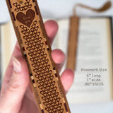 Hearts I Love You Handmade Engraved Wooden Bookmark - Made in the USA