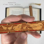 Feeding Chickadees Handmade Engraved Wooden Bookmark - Made in the USA
