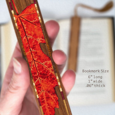 Red Maple Leaf Handmade Wooden Bookmark - Made in the USA