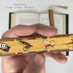 Fly Fishing Lures Engraved with added Color Handmade Wooden Bookmark - Made in the USA