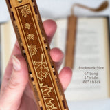 Maple Leaves Engraved Wooden Bookmark with Tassel