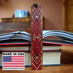 Handmade Wooden Bookmark Argyle (Red)- Made in the USA