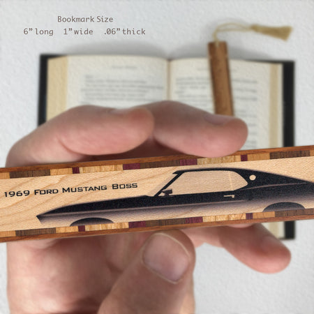 Classic Car 1969 Ford Mustang Boss Handmade Wooden Bookmark - Made in the USA