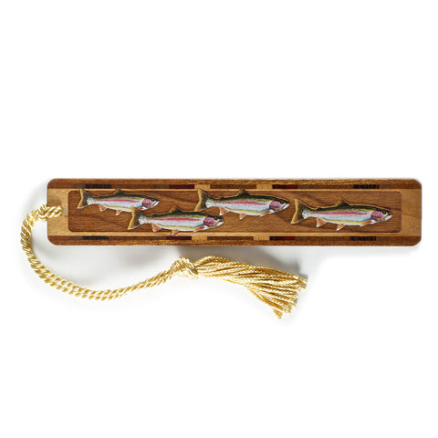 Rainbow Trout Fish Handmade Engraved with added Color Wooden Bookmark - Made in the USA