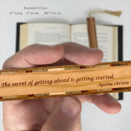 Agatha Christie Quote Handmade Engraved Wooden Bookmark - Made in the USA