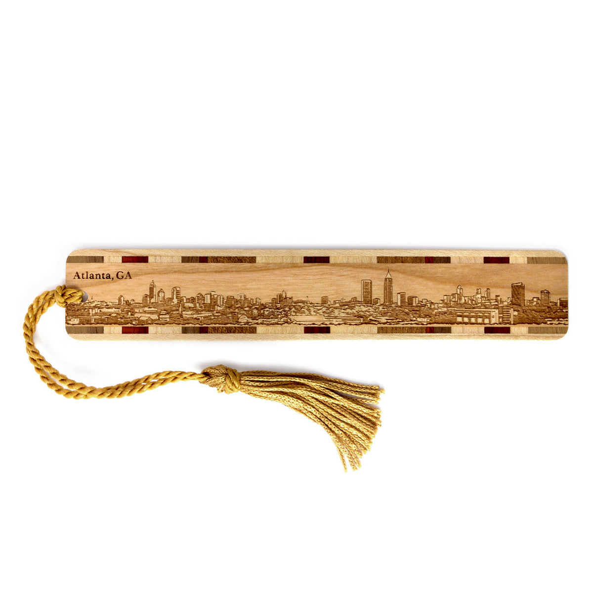 Atlanta Georgia Downtown Skyline Engraved Wooden Bookmark - Made in th