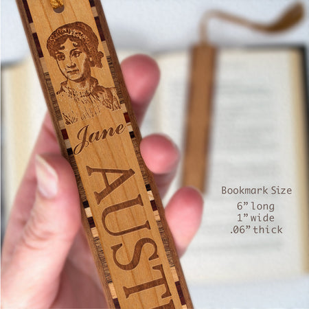 Author Jane Austen Engraved Handmade Wooden Bookmark - Made in the USA