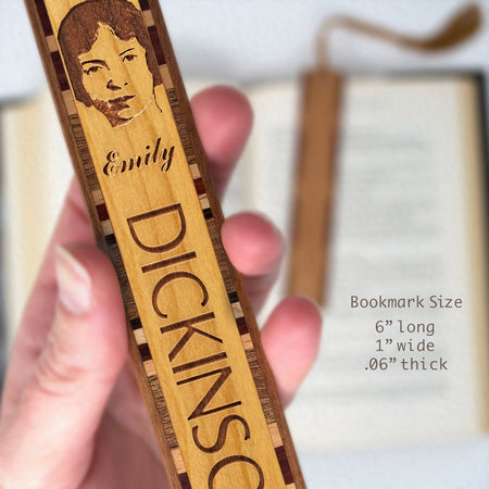Author Emily Dickinson Poet Handmade Engraved Wooden Bookmark - Made in the USA