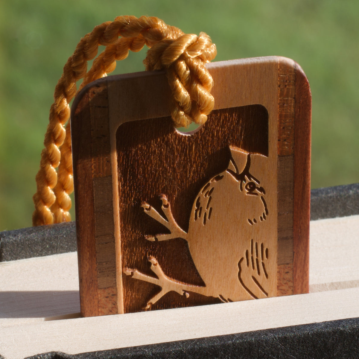 Feeding Chickadees Handmade Engraved Wooden Bookmark - Made in the USA