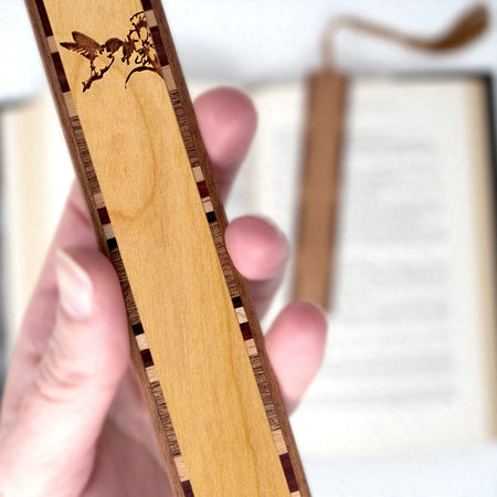 Hummingbird Handmade Engraved Wooden Bookmark - Made in the USA