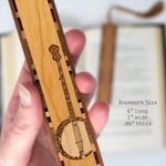 Banjo Musical Instrument Handmade Engraved Wooden Bookmark - Made in the USA