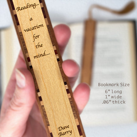 Reading & Vacation Quote Wooden Bookmark with Tassel