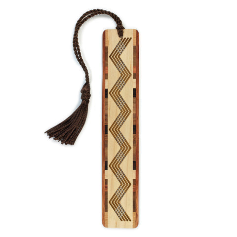 Chevron Design Cut out - Engraved Wooden Bookmark with Tassel