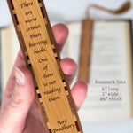 Ray Bradbury Reading Books Quote Handmade Engraved Wooden Bookmark - Made in the USA