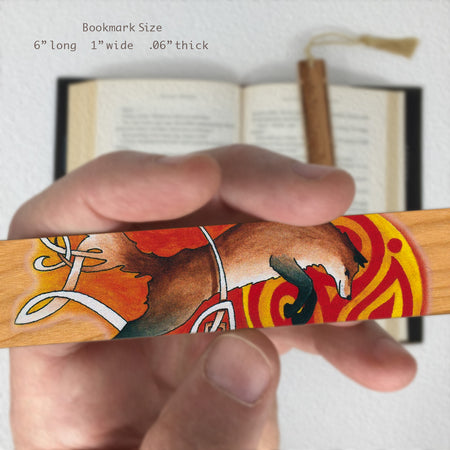 Leaping Fox Wooden Bookmark - Art by Christi Sobel