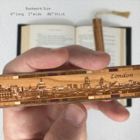 London Downtown Handmade Engraved Wooden Bookmark - Made in the USA