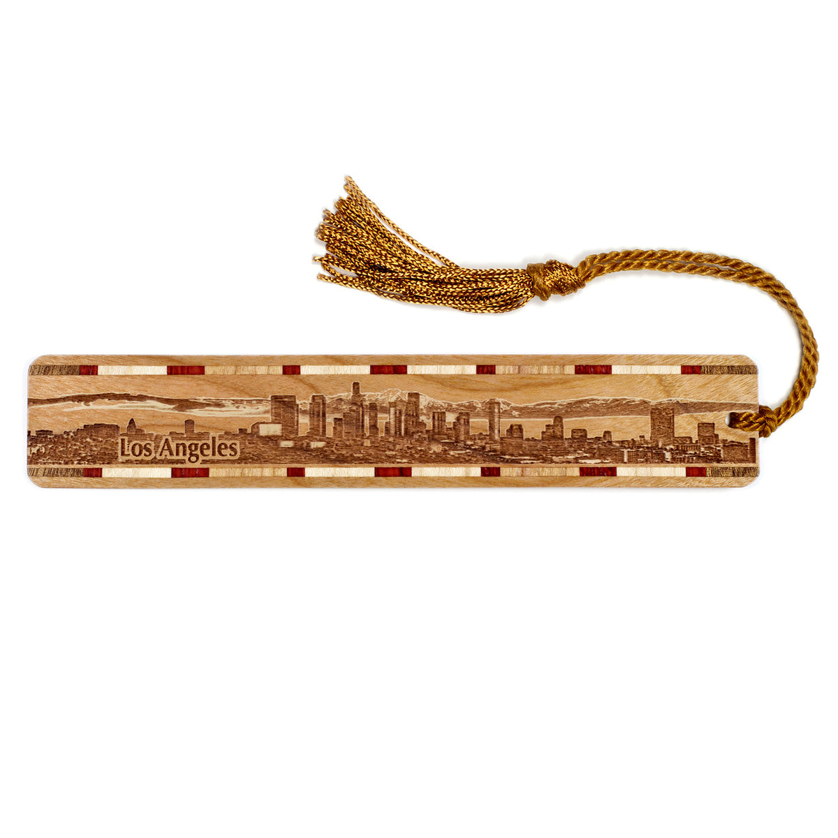Los Angeles California Skyline Engraved Wooden Bookmark