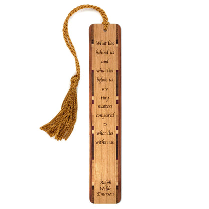 Ralph Waldo Emerson Poet What Lies Within Us Quote Handmade Engraved Wooden Bookmark - Made in the USA