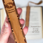 German Shepherd Handmade Engraved Wooden Bookmark - Made in the USA
