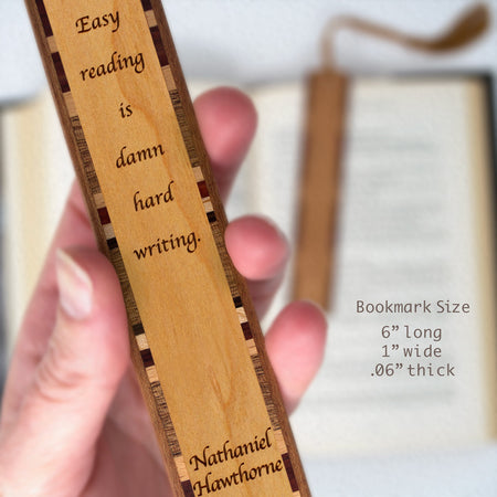 Nathaniel Hawthorne Quote - Reading & Writing - Engraved Wooden Bookmark with Tassel