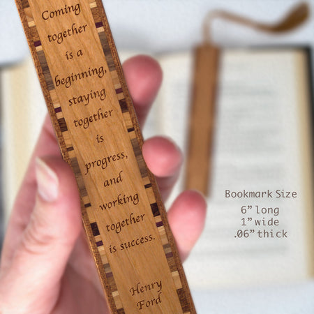 Henry Ford Motivational Success Quote Handmade Engraved Bookmark - Made in the USA