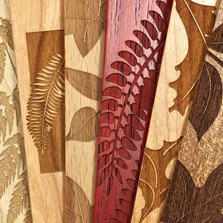 6 Pack of Leaves and Ferns Handmade Engraved Wooden Bookmarks with Tassels