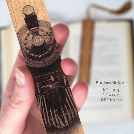 Train Steam Locomotive 1819 Handmade Wooden Bookmark - Made in the USA