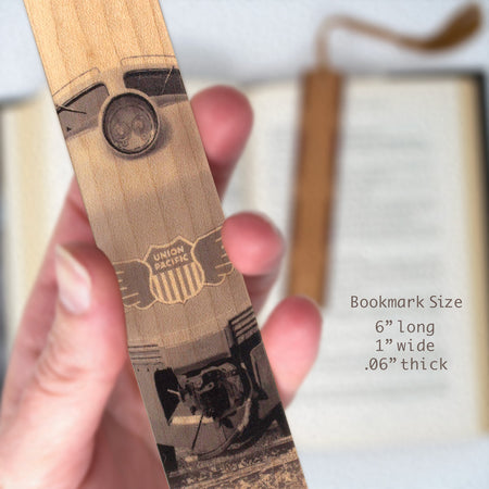 Train - Gas Turbine Electric Union Pacific Locomotive Engine Hand Made Wooden Bookmark with Tassel