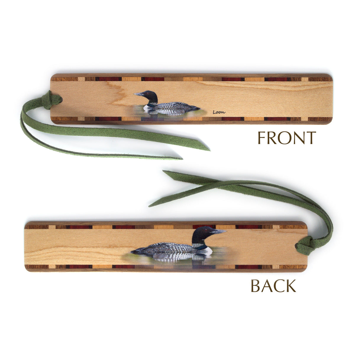 Loon (Double Sided) Bird Handmade Wooden Bookmark- Made in the USA