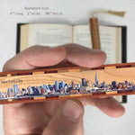 New York City Downtown Skyline Handmade Wood Bookmark- Made in the USA