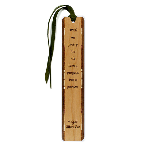 Edgar Allan Poe Poetry Quote Engraved Handmade Wooden Bookmark - Made in the USA