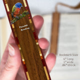 Painted Bunting Cardinal Bird (Double Sided) Handmade Wooden Bookmark - Made in the USA