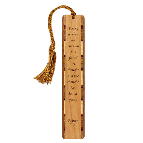 Robert Frost Poetry Quote Handmade Engraved Wooden Bookmark - Made in the USA