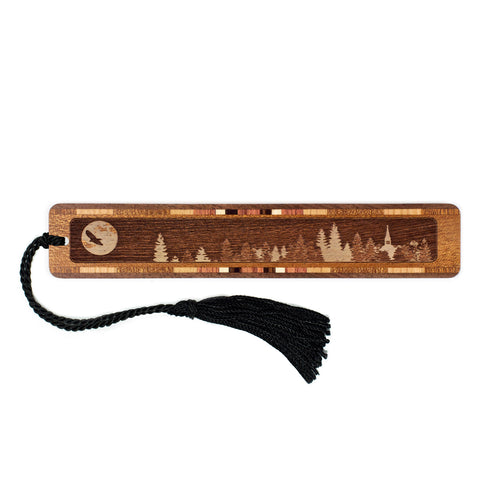 Raven with Moon Handmade Engraved Wooden Bookmark - Made in the USA