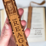 President Ronald Reagan Handmade Engraved Wooden Bookmark- Made in the USA