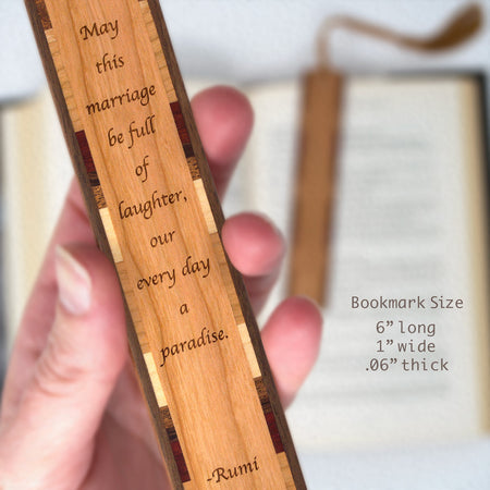Rumi Marriage Quote Handmade Engraved Wood Bookmark - Made in the USA