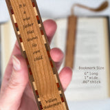 Father Quote by Shakespeare Handmade Engraved Wood Bookmark - Made in the USA